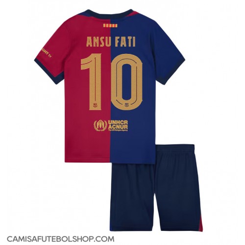 Camisa de time de futebol Barcelona Ansu Fati #10 Replicas 1º Equipamento Infantil 2024-25 Manga Curta (+ Calças curtas)